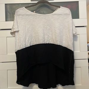 Free People color block black and white boxy top